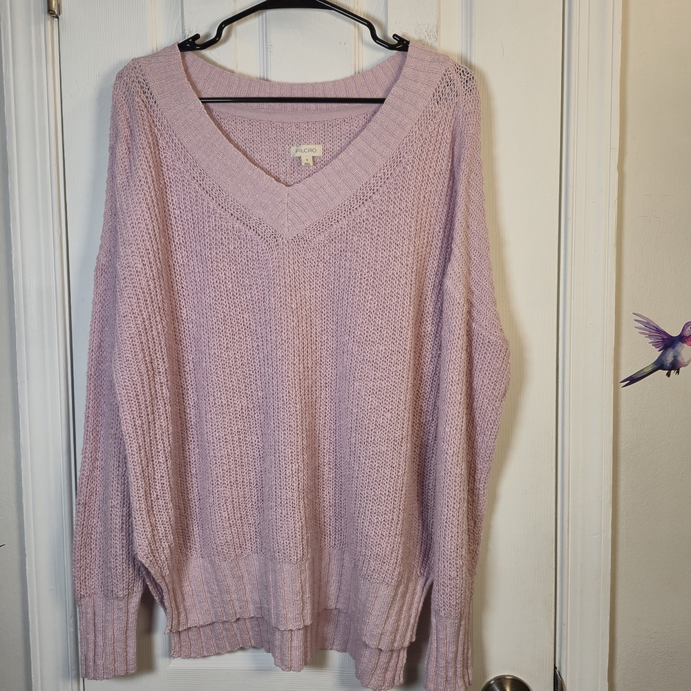 Pilcro Anthropologie Lilac Haze V-Neck Knit Sweater Small